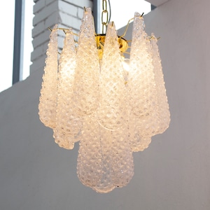 Made in Italy glass drop shape Murano glass crystal pendant lamp, vintage design classic, ceiling chandelier