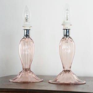 Elegant pair of Murano Glass Lamp – Handblown in Italy Cipria Pink, Custom Orders Welcome