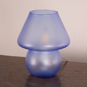 Small blue mushroom lamp in frosted Murano glass height 21cm, Made in Italy table lamp design