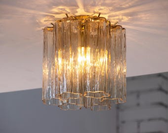 Luminária de teto Murano Ø20 cm - Vidro fumê soprado à mão na Itália - Luminária personalizável