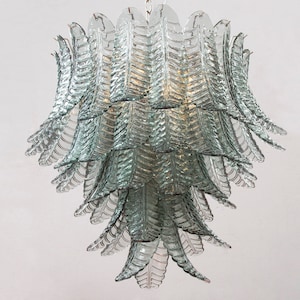 Murano glass suspension chandelier Ø80 cm Rialto Green color Made in Italy, vintage style design chandelier