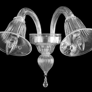 In stock! Hand blown Murano art glass wall sconce, Made in Italy, handmade Venetian wall lamp 2 lights