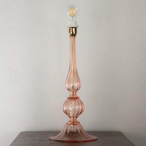 Murano glass table lamp pink color, handmade Made in Italy Venetian design lighting