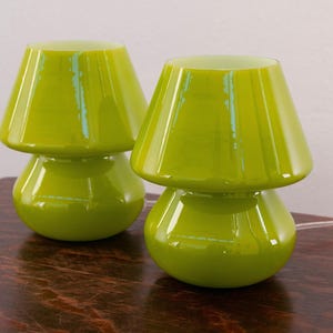 Mushroom Lamp Venetian Murano - Set of two Green Glass Light