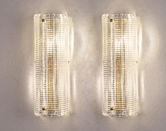 Murano Glass Wall Sconce Set, Optical Texture, Italian Lighting