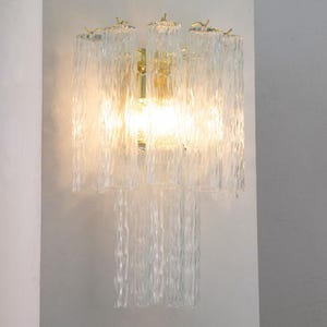 Decorative lamp - Murano Clear Glass Hand-blown Italy - Mazzega style Wall mounted lights image 1