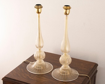 Murano Glass Lamps: Italian Handmade Lighting (Set of 2, Gold Leaf)