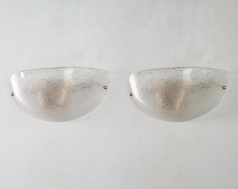 Murano Glass Wall Sconces: Clear Venetian Design - Set of Two