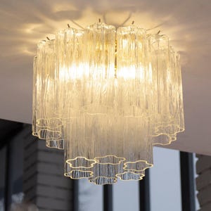 Taklampa Murano Ø35 cm - Klarglas Munblåst Italien - Anpassningsbar lampa