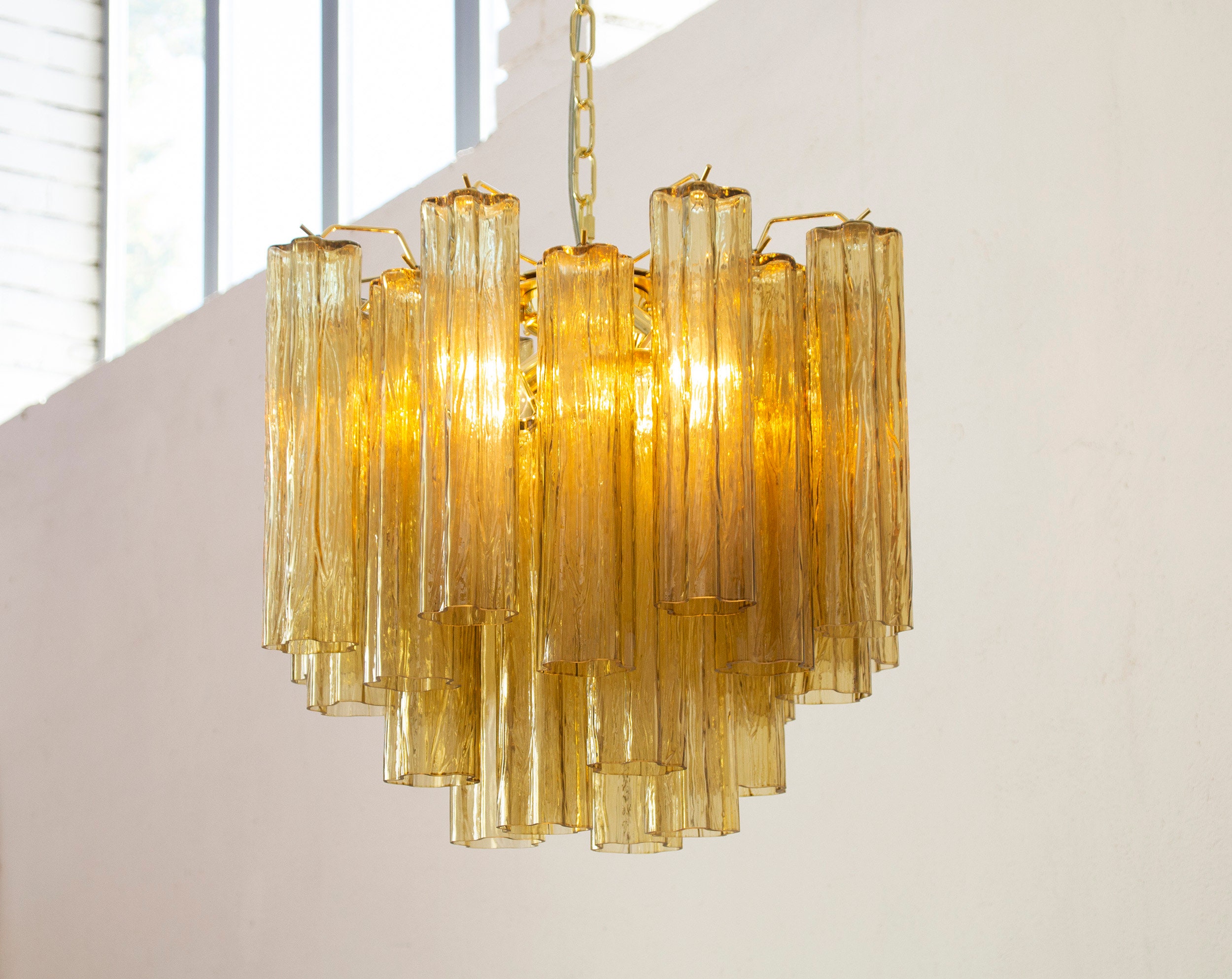 Yellow glass chandelier deals