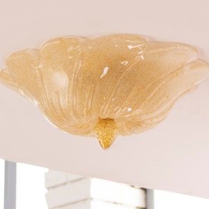 Murano glass ceiling lamp diameter 30 cm with amber color grit, elegant Made in Italy ceiling lamp, chandelier design