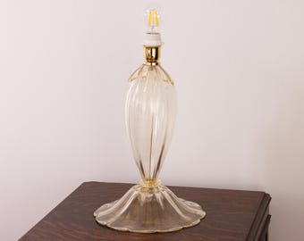 Murano blown glass table lamp gold glass 45cm high, Made in Italy lighting design