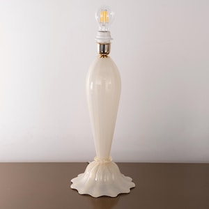 Murano glass table lamp white color with gold leaf details, handmade Made in Italy Venetian design lighting