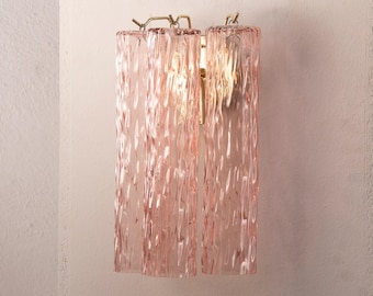 Lámpara decorativa - Cristal rosa de Murano soplado a mano en Italia - Aplique de pared de diseño