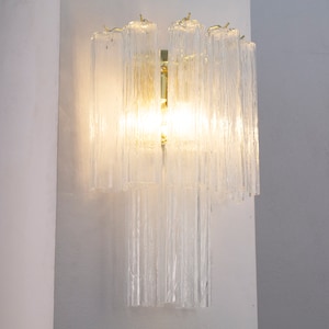 Large wall sconce with Murano glass decorated crystal color Made in Italy, vintage style wall lamp with logs