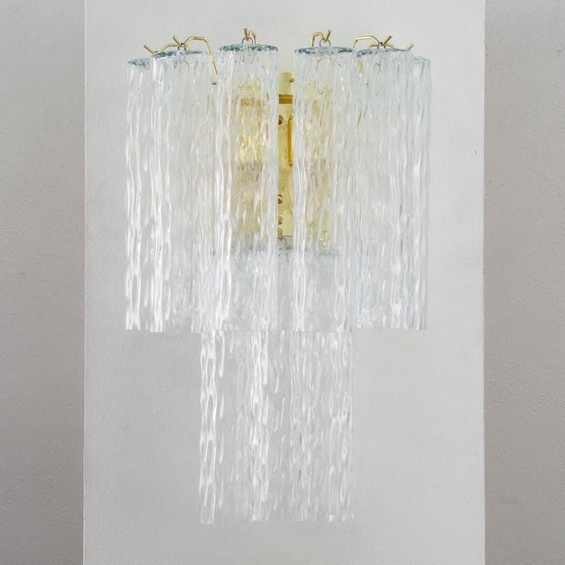 Decorative lamp - Murano Clear Glass Hand-blown Italy - Mazzega style Wall mounted lights image 8