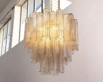Lámpara colgante Murano Tronchi Ø65 cm - Cristal gris soplado a mano en Italia - Iluminación moderna