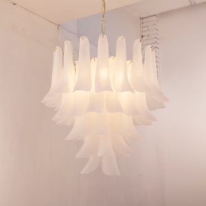 Petali suspension lamp Ø70 cm Made in Italy Murano glass frosted white, vintage chandelier
