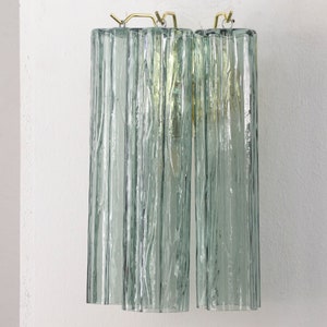 Wall sconce with Murano glass green-grey color Made in Italy, vintage style wall lamp with glass trunk