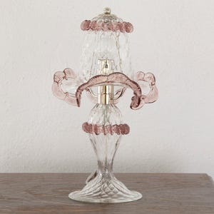 Bedside table lamp, Classic Murano Glass light, Burgundy amethyst color