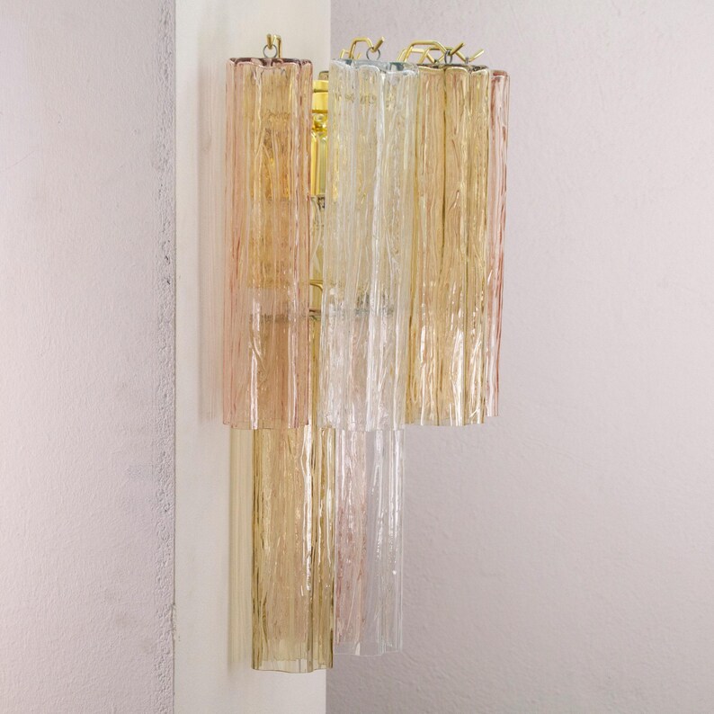 Italian wall light Murano Multicolor 2 tier - Mid-Century hi-end decorative lamp image 9