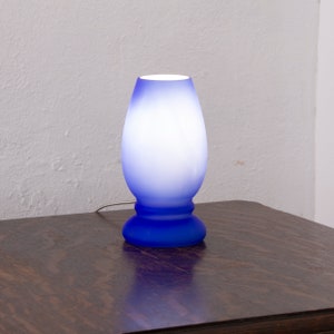 Blue frosted Murano glass mushroom lamp by Giesse Milan, Made in Italy, vintage table lamp