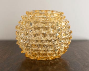 Murano Glass Vase - Amber Handmade Italian Rostrato, decorative decor