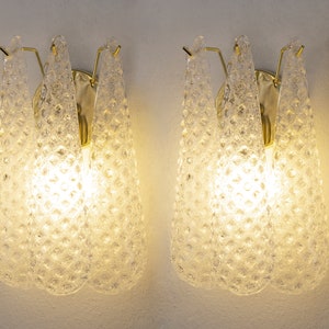 Set of 2 Wall sconce with Murano glass decorated crystal color Made in Italy, elegant vintage style wall lamp with 3 spoon-shaped glass