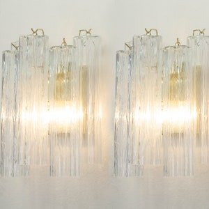 Set of 2 Wall sconce with Murano glass crystal color Made in Italy, vintage style wall lamp with glass trunk