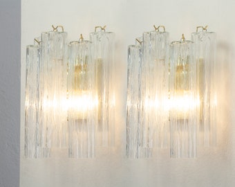 Set of 2 Wall sconce with Murano glass crystal color Made in Italy, vintage style wall lamp with glass trunk