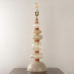Glass Table Lamps: Murano Handmade Pair (Ivory, Pink, Gold Leaf) image 6