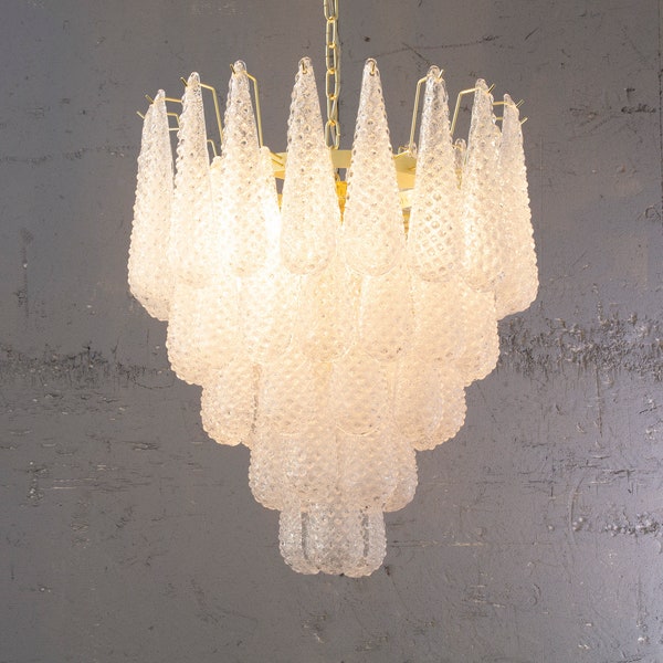 Murano glass crystal color suspension chandelier Ø60 cm Made in Italy, vintage style design chandelier