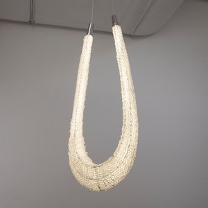 Design pendant led lamp with beads crystal color, ceiling lamp height 73 cm chrome structure