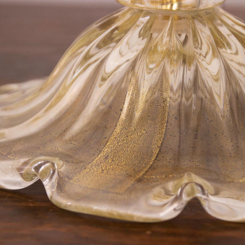 Lámparas de mesa Murano: Cristal transparente con pan de oro - Juego de dos imagen 9