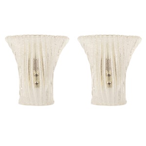 Set of 2 Murano Glass Ribbed Wall Lamps