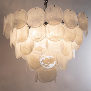 Disc Chandelier – Murano Alabaster Glass Hand-blown Italy – Italian Lighting