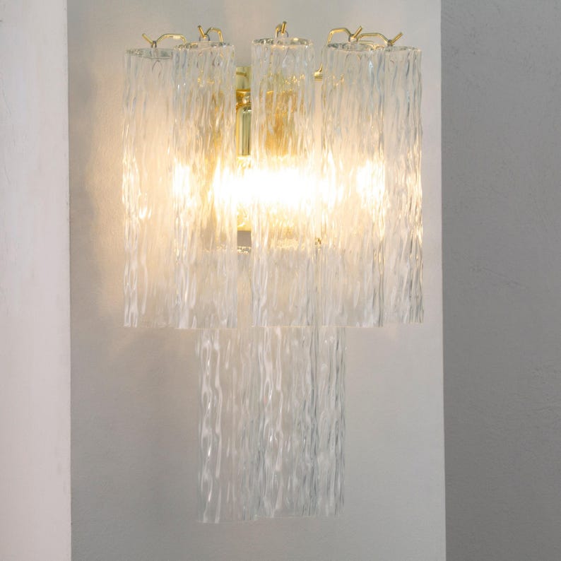 Decorative lamp - Murano Clear Glass Hand-blown Italy - Mazzega style Wall mounted lights image 12