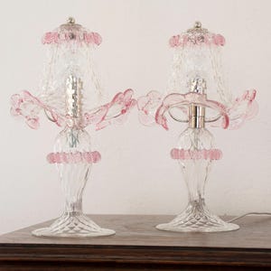 Decorative light, Set of two Classic Murano Glass Bedside table lamp, Pink color