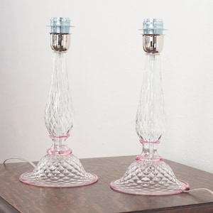 Murano-Tischlampen: Transparentes Glas mit rosa Akzenten (2er-Set) Bild 1