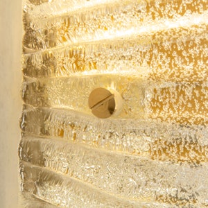 Murano glass shell wall sconce in crystal colour with brass structure, Made in Italy wall lamp image 5