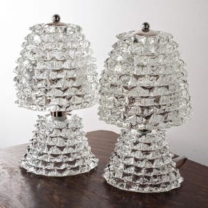 Lámparas de mesa de cristal de Murano - Estilo Rostrato, juego de dos, hechas en Italia.