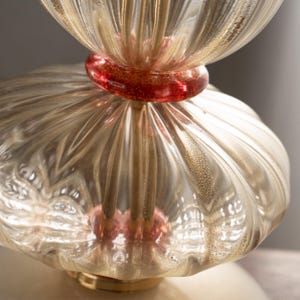 Glass Table Lamps: Murano Handmade Pair (Ivory, Pink, Gold Leaf) image 10
