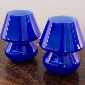 Set of 2 Murano glass mushroom lamp height 18cm, Made in Italy design table lamp