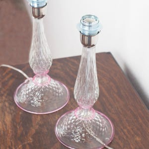 Murano-Tischlampen: Transparentes Glas mit rosa Akzenten (2er-Set) Bild 2
