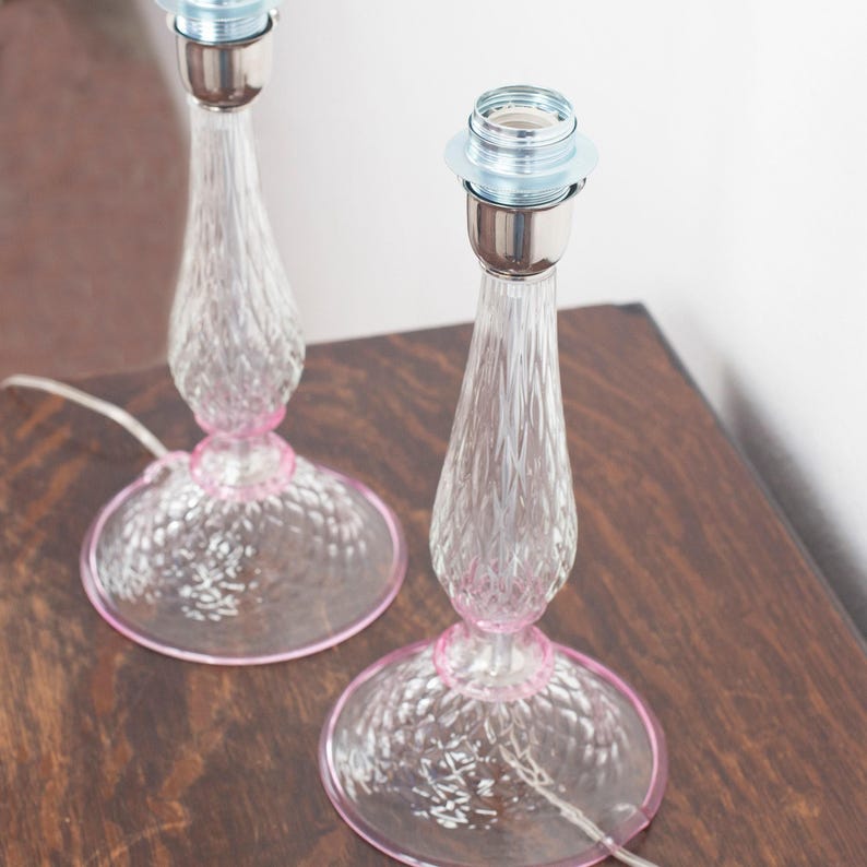 Murano-Tischlampen: Transparentes Glas mit rosa Akzenten (2er-Set) Bild 2