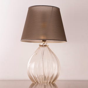 Unique Murano blown glass table lamp, gold glass brown lampshade, Made in Italy lighting design, handmade