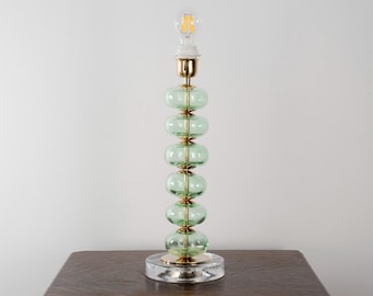 Murano Glass Lamp: Green Sphere Design (Handmade, 45cm Tall)