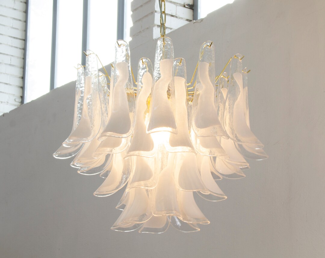 Large Pendant Lamps Petali Ø65 Cm Made in Italy Murano Glass