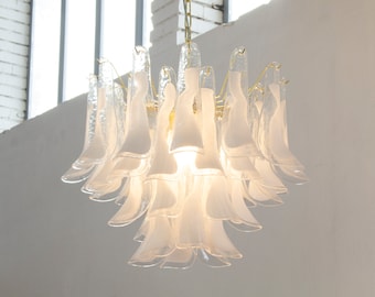 Large pendant lamps Petali Ø65 cm Made in Italy Murano glass, vintage style chandelier lighting