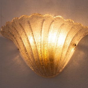 Murano Glass Wall Lamp: Smoky Vintage Sconce Shell-Shaped (Handmade Italy) image 9
